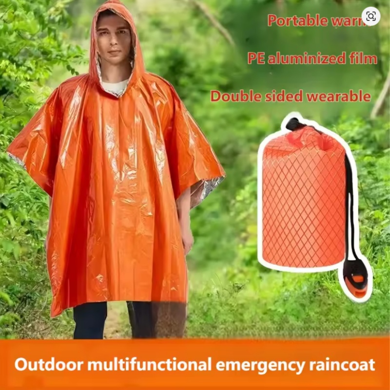 Survival Blanket Reflective - เสื้อกันฝนฉุกเฉิน 4 ชิ้น, ผ้าห่มกันฝนแบบฟิล์มกันความร้อน, ฉนวนกันความร้อน, เพิ่มความสามารถในการมองเห็น,