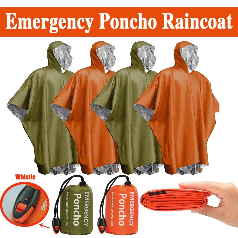 Emergency Poncho Rain - เสื้อกันฝนฉุกเฉิน ผ้าห่มกันความร้อน เสื้อกันฝนกันน้ำ อุปกรณ์เอาตัวรอดกลางแจ้ง อุปกรณ์เอาตัวรอดสำหรับการตั้งแคมป์