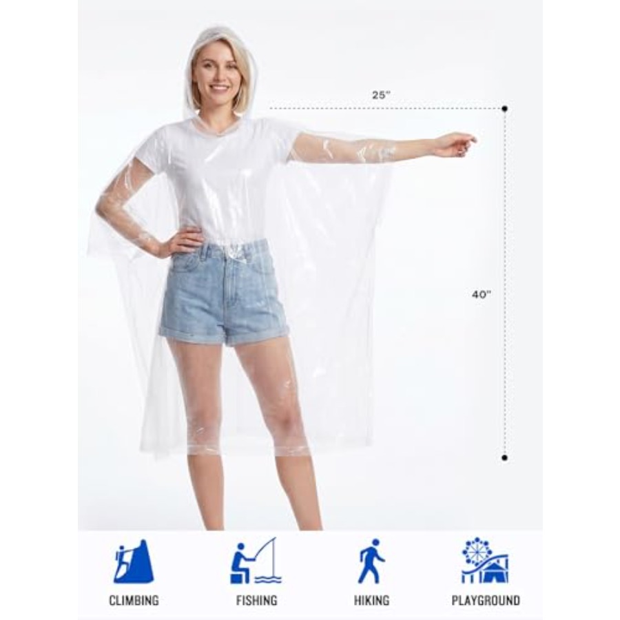เสื้อกันฝนแบบใช้แล้วทิ้งสำหรับ - Emergency Poncho Rain บทวิจารณ์และราคา