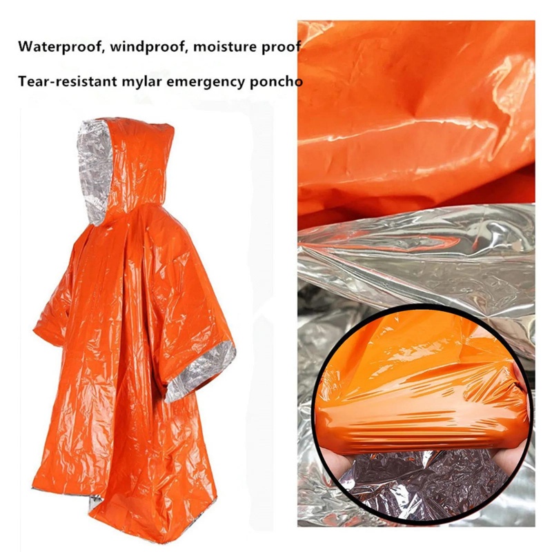 ชุดเสื้อกันฝนฉุกเฉินแบบพกพา 4  - Survival Blanket Reflective บทวิจารณ์และราคา