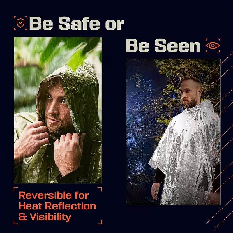 ชุดเสื้อกันฝนฉุกเฉินแบบพกพา 4  - Survival Blanket Reflective บทวิจารณ์และราคา